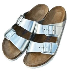 Birkenstock Arizona Soft Footbed  Metallic Silver Size 38/7